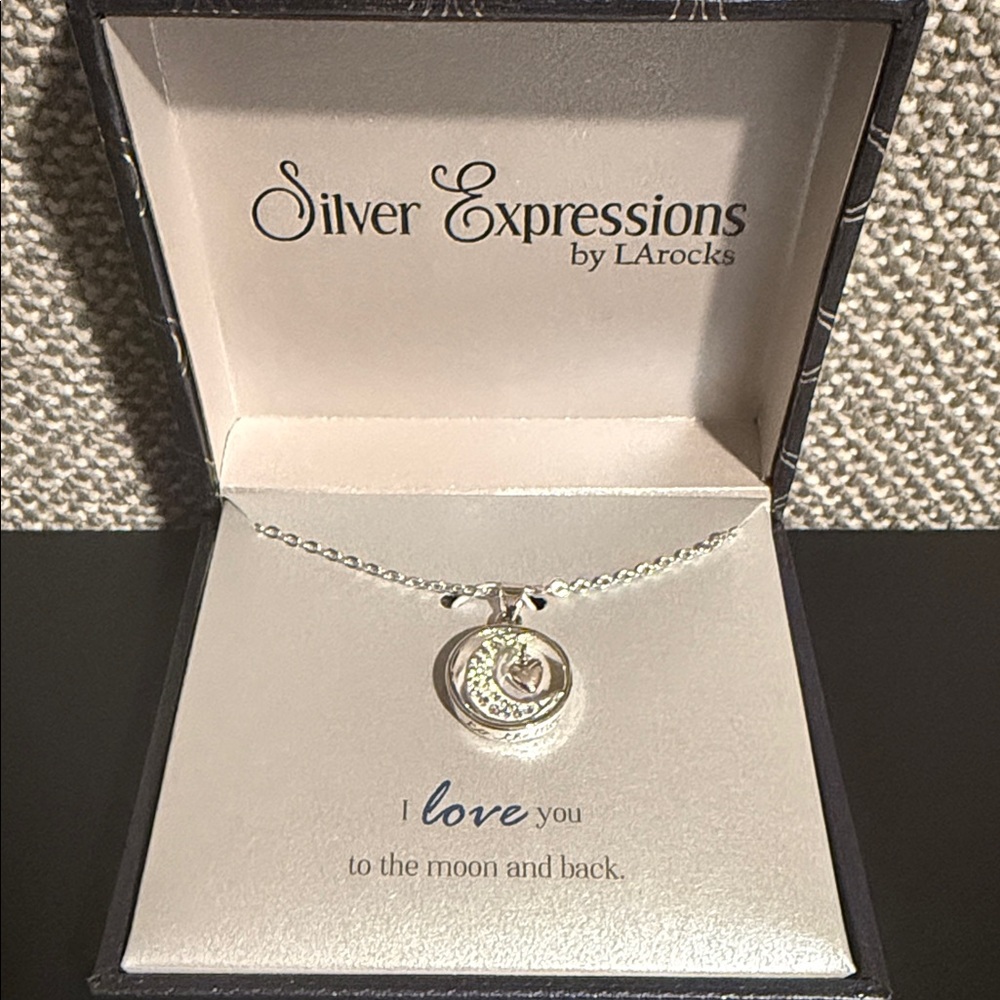 Silver Expressions Moon and Back Pendant Necklace
